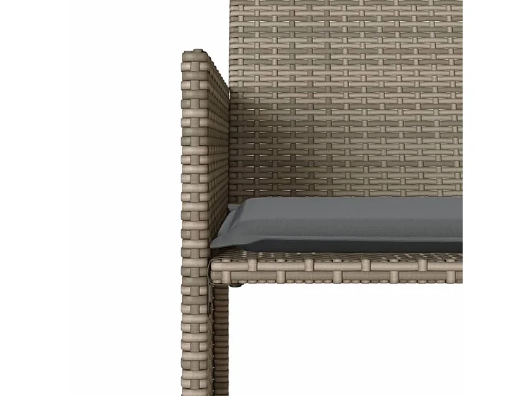 Canapé de jardin 2 places avec table et tabourets gris rotin