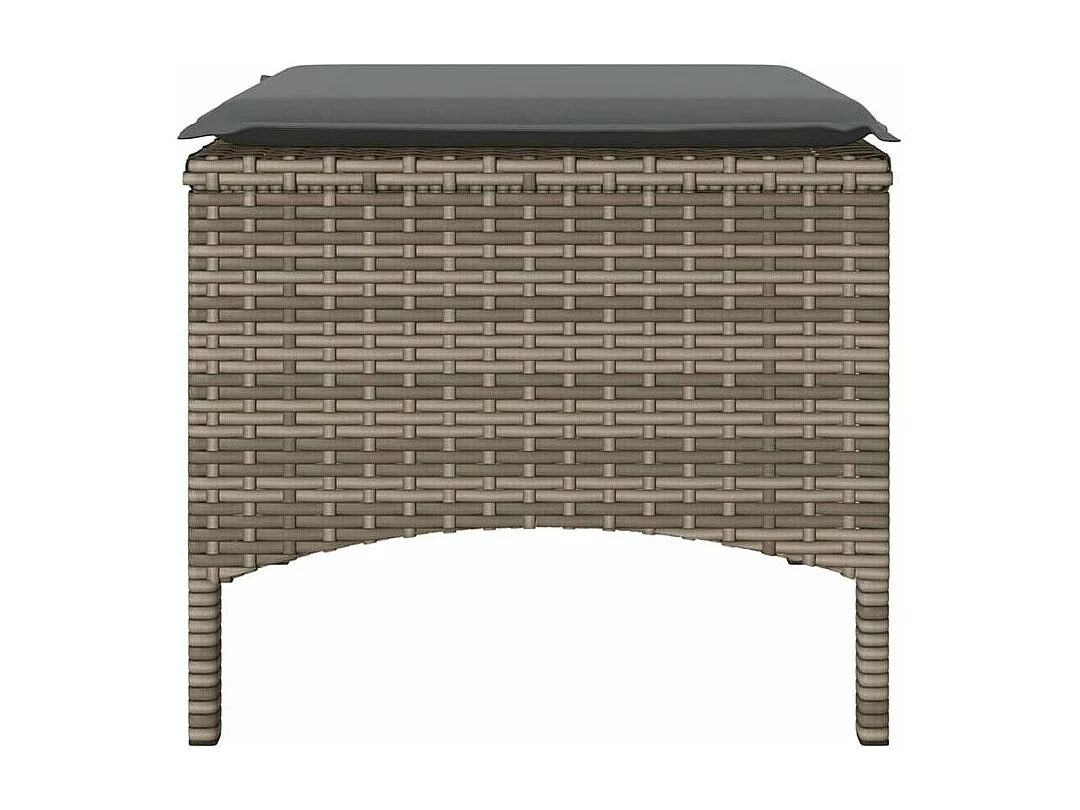 Canapé de jardin 2 places avec table et tabourets gris rotin