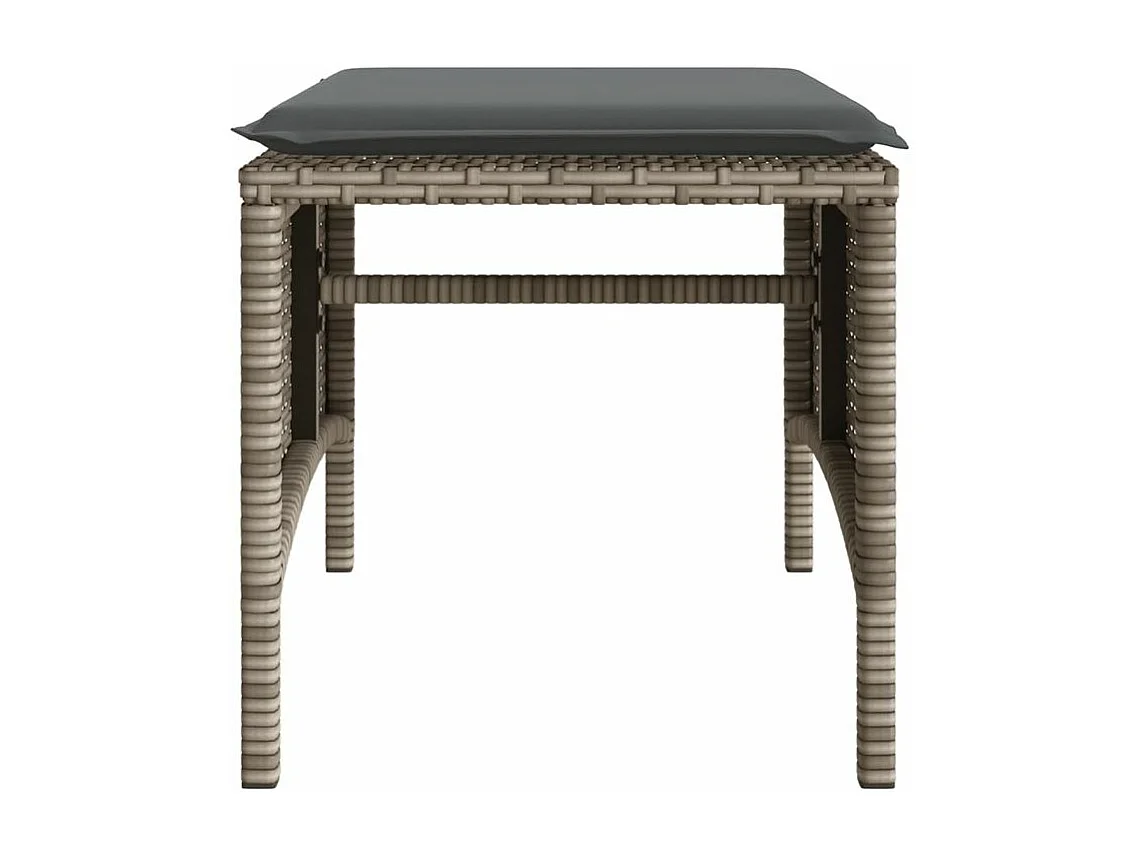 Canapé de jardin 2 places avec table et tabourets gris rotin