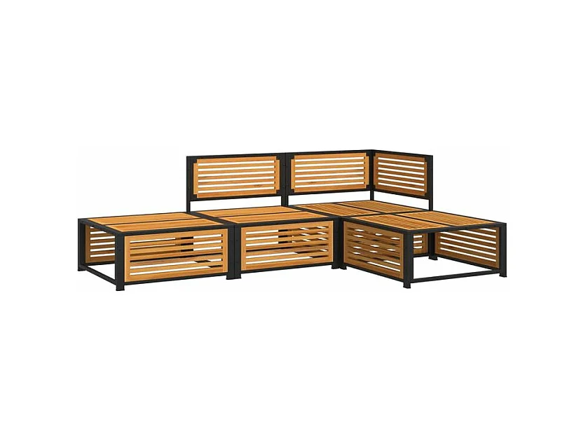 Salon de jardin avec coussins 4 pcs bois d'acacia massif