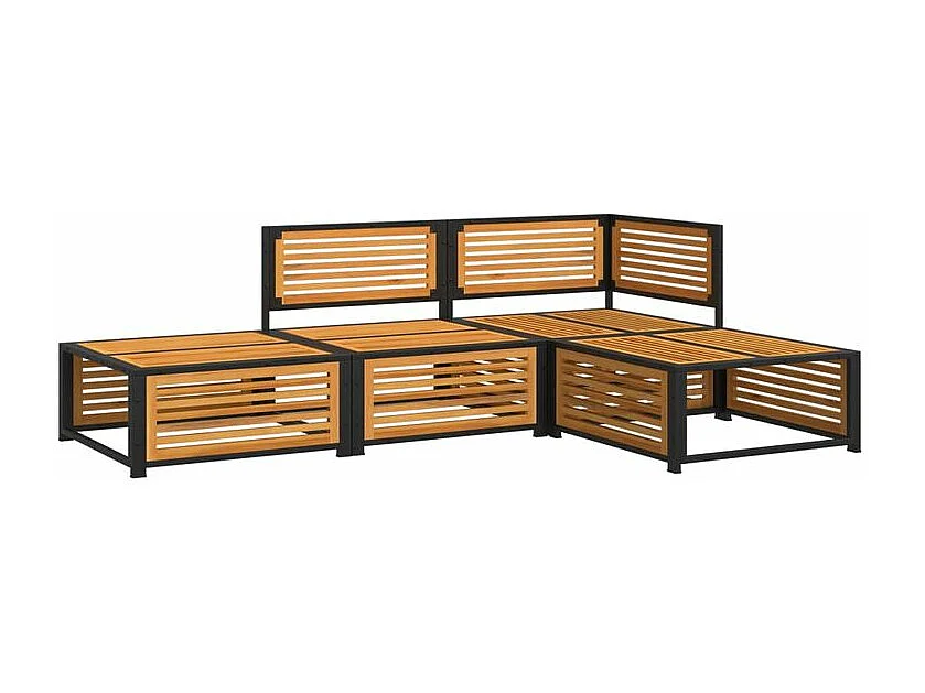 Salon de jardin avec coussins 4 pcs bois d'acacia massif