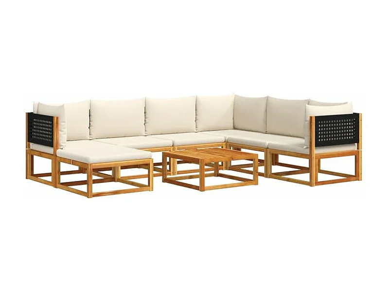 Salon de jardin avec coussins 8 pcs bois massif d'acacia