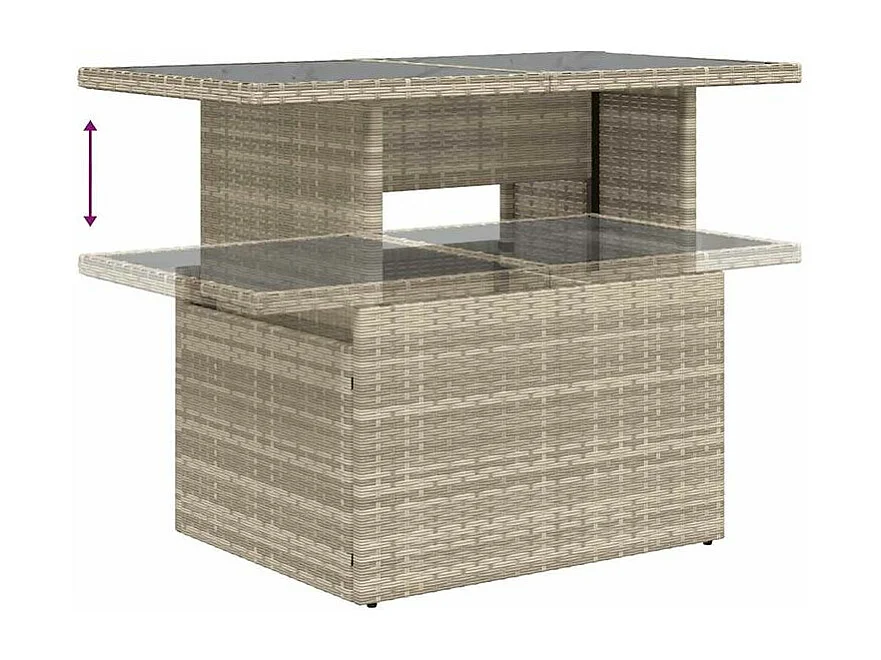 Salon de jardin avec coussins 10 pcs gris clair résine tressée