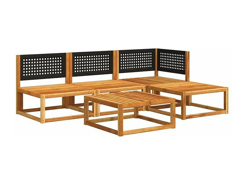 Salon de jardin avec coussins 5 pcs Bois d'acacia solide