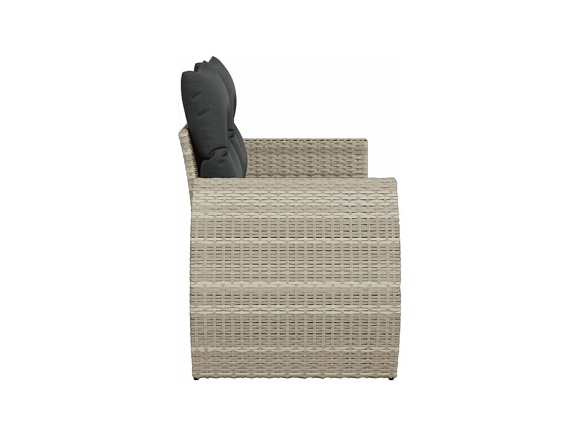 Canapé de jardin 2 places et coussins gris clair résine tressée