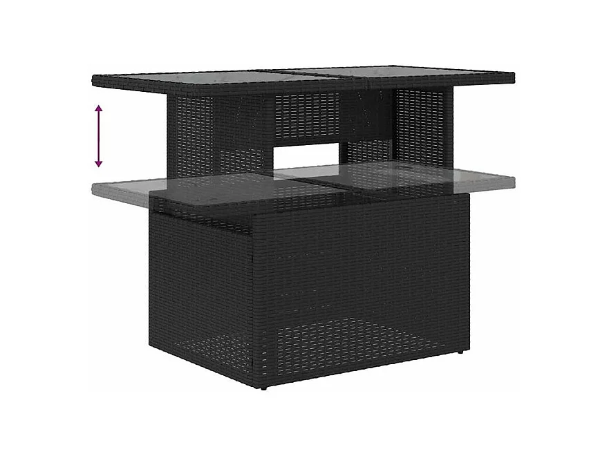 Salon de jardin 10 pcs avec coussins noir résine tressée