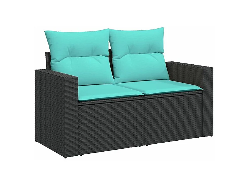 Salon de jardin 10 pcs avec coussins noir résine tressée