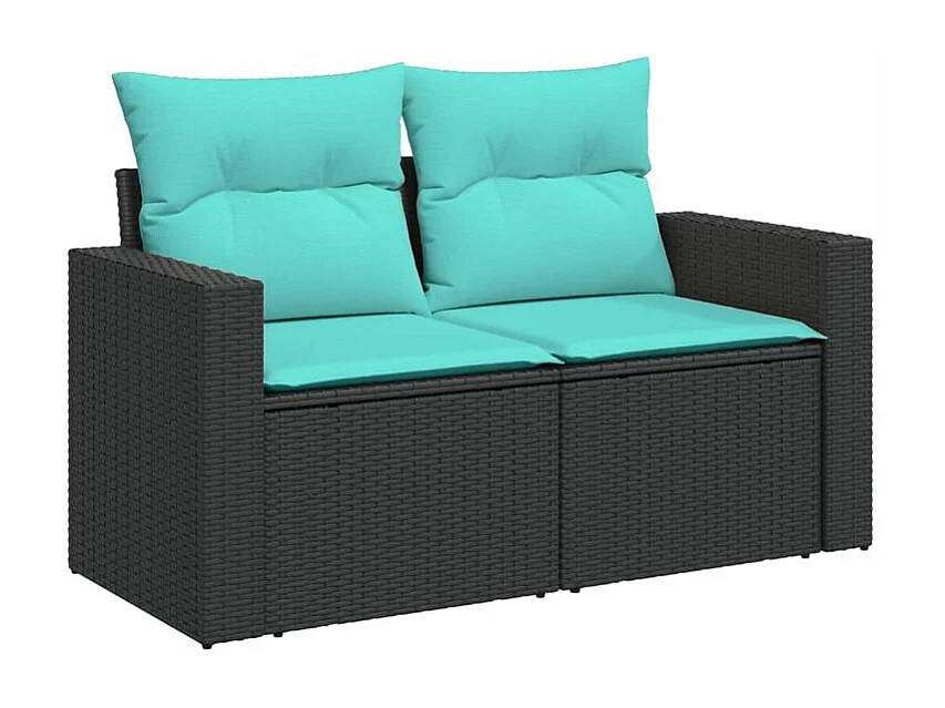 Salon de jardin 10 pcs avec coussins noir résine tressée