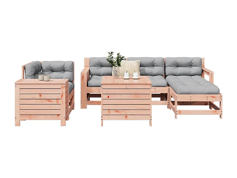 Salon de jardin 7 pcs bois massif sapin de douglas