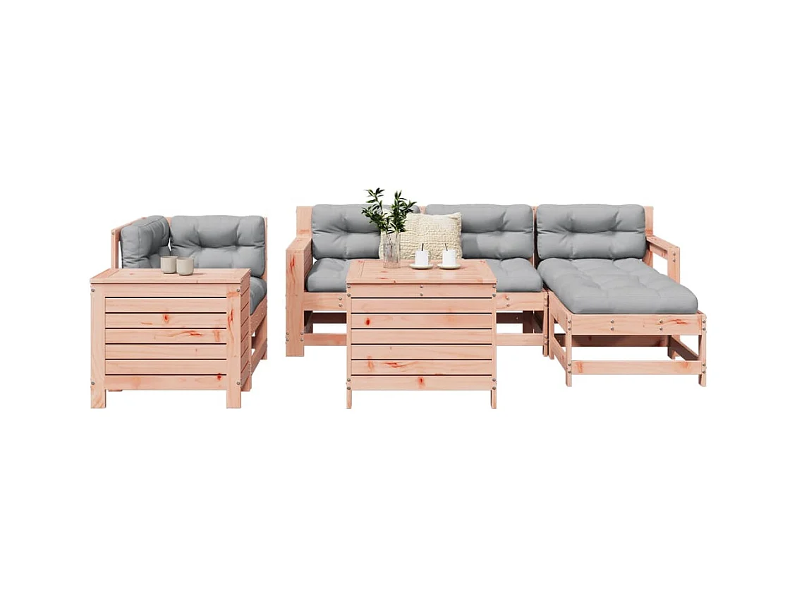 Salon de jardin 7 pcs bois massif sapin de douglas
