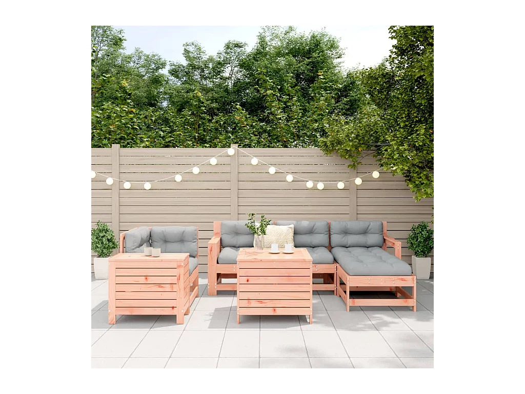Salon de jardin 7 pcs bois massif sapin de douglas