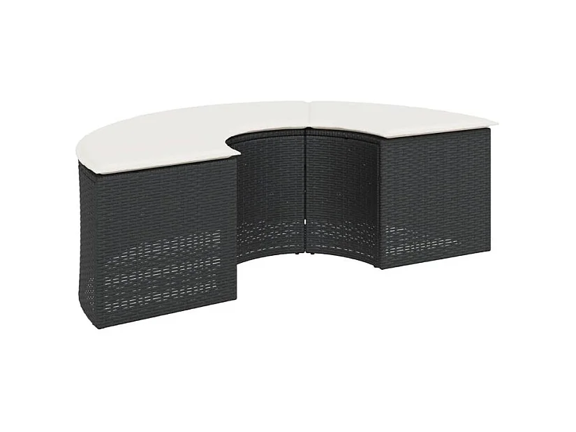 Salon de jardin 3 pcs demi-rond noir résine tressée