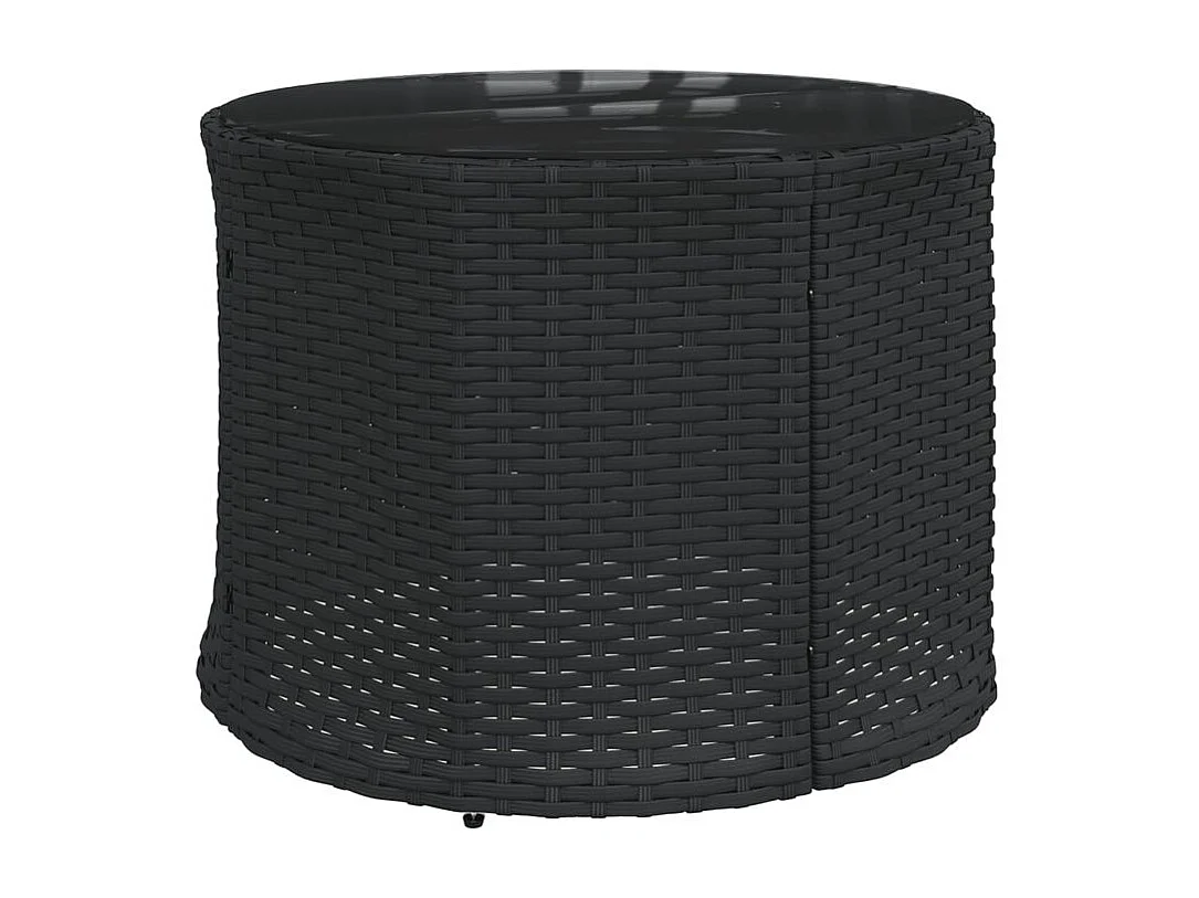 Salon de jardin 3 pcs demi-rond noir résine tressée