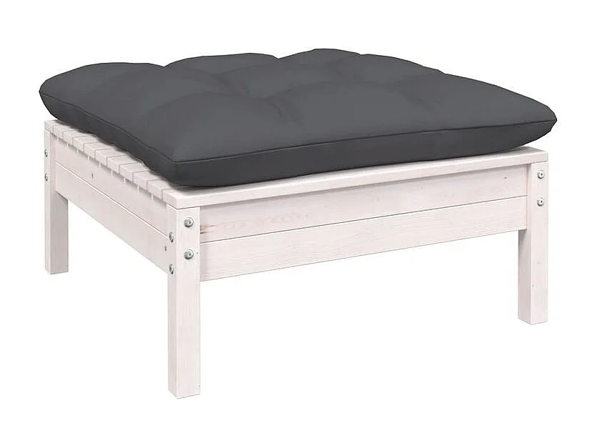 Salon de jardin 7 pcs avec coussins blanc bois de pin