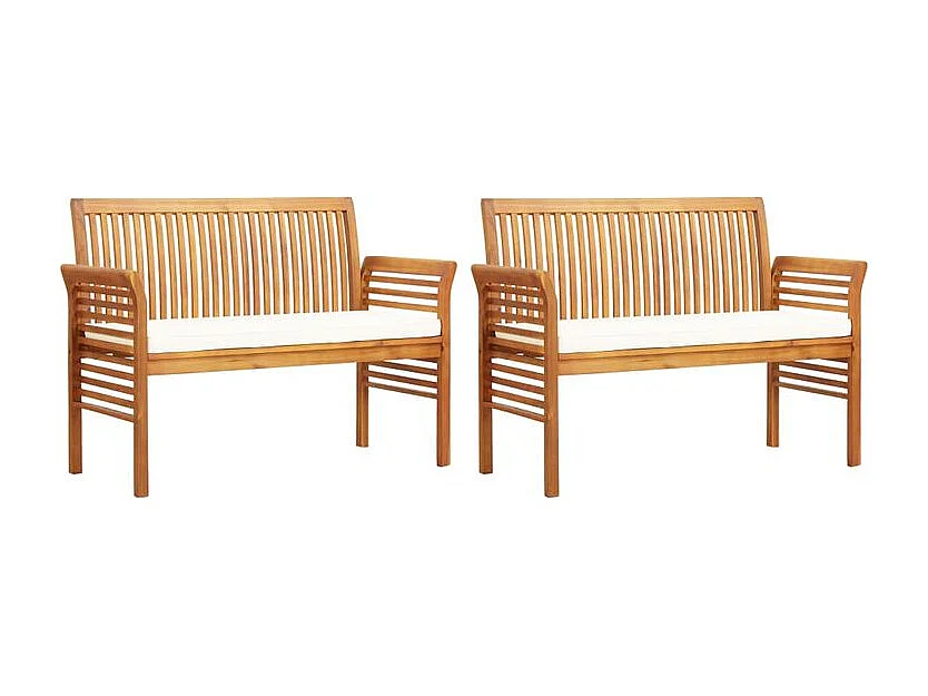 Ensemble à dîner d'extérieur 3 pcs et coussins Acacia solide