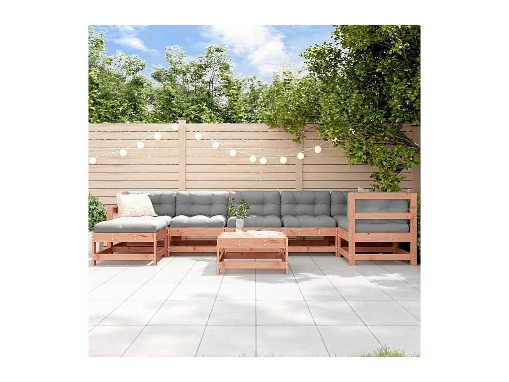 Salon de jardin 8 pcs avec coussins bois massif douglas