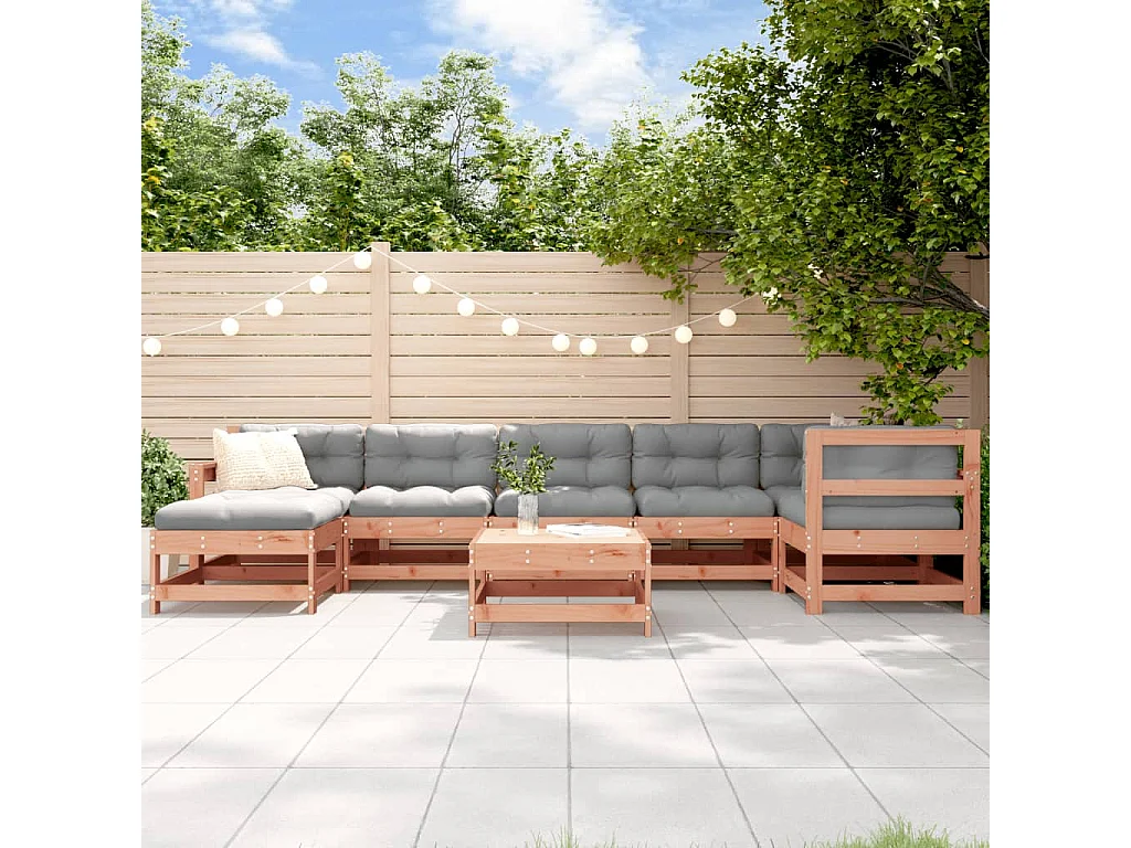 Salon de jardin 8 pcs avec coussins bois massif douglas
