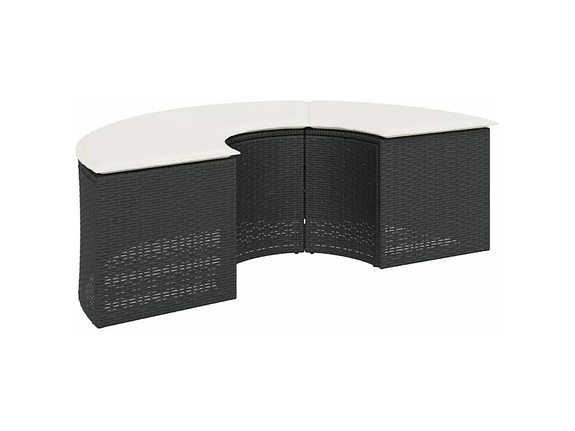 Salon de jardin 3 pcs demi-rond noir résine tressée