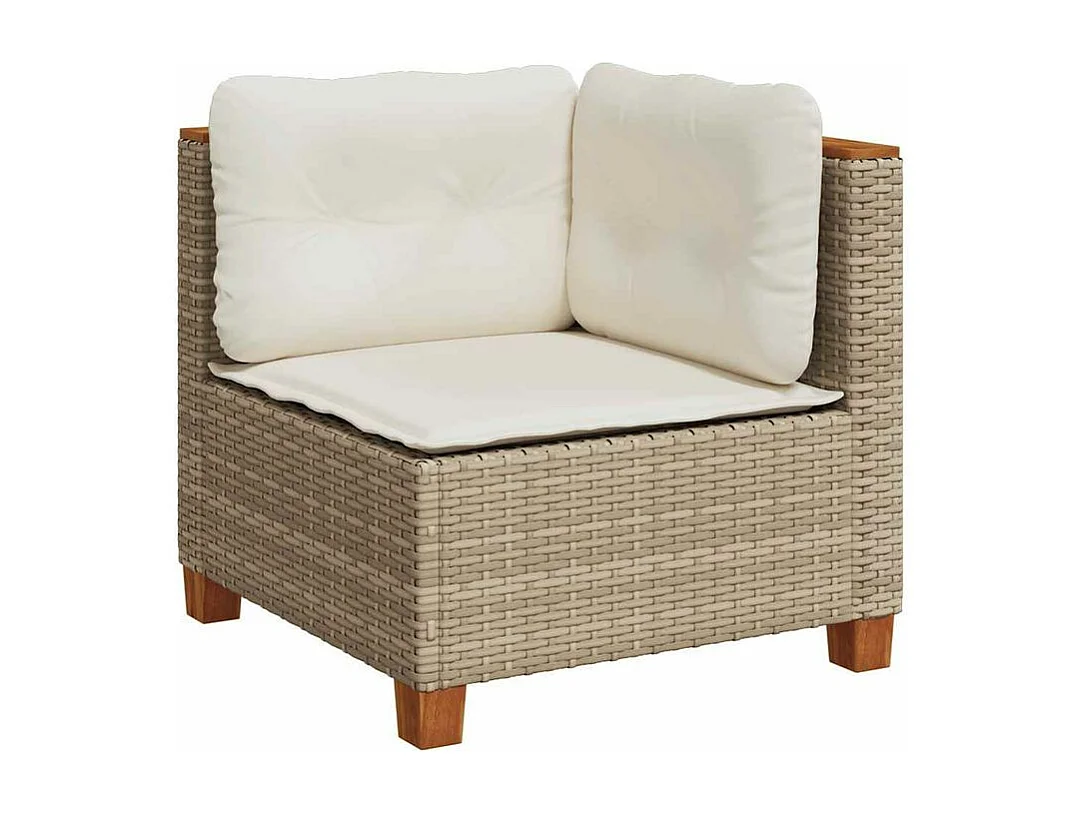 Salon de jardin avec coussins 5 pcs beige résine tressée