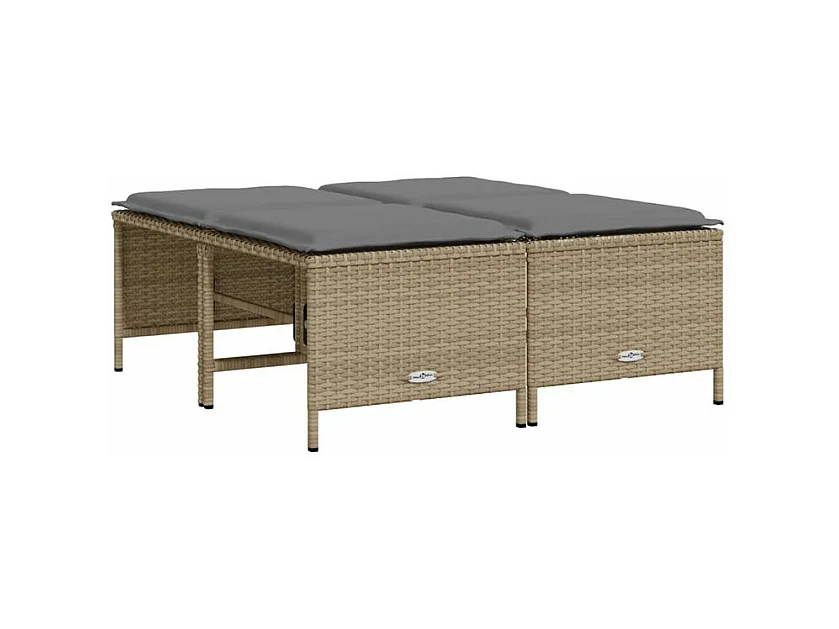 Salon de jardin avec coussins 5 pcs beige résine tressée