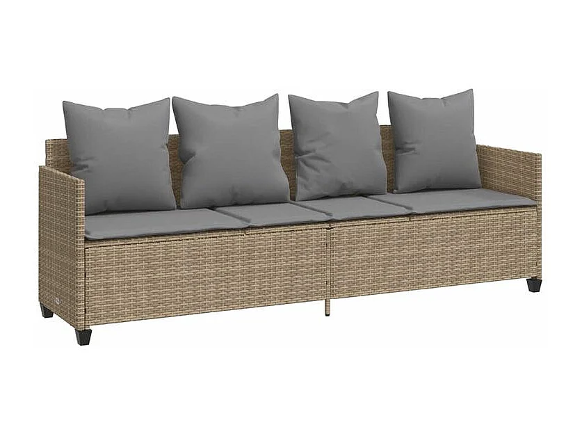 Salon de jardin avec coussins 5 pcs beige résine tressée