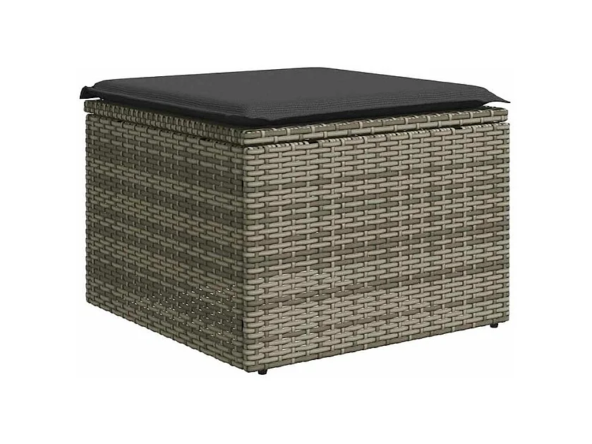 Salon de jardin 2 pcs avec coussins gris résine tressée acacia