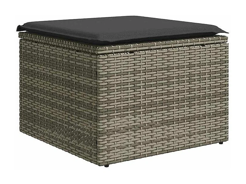 Salon de jardin 2 pcs avec coussins gris résine tressée acacia