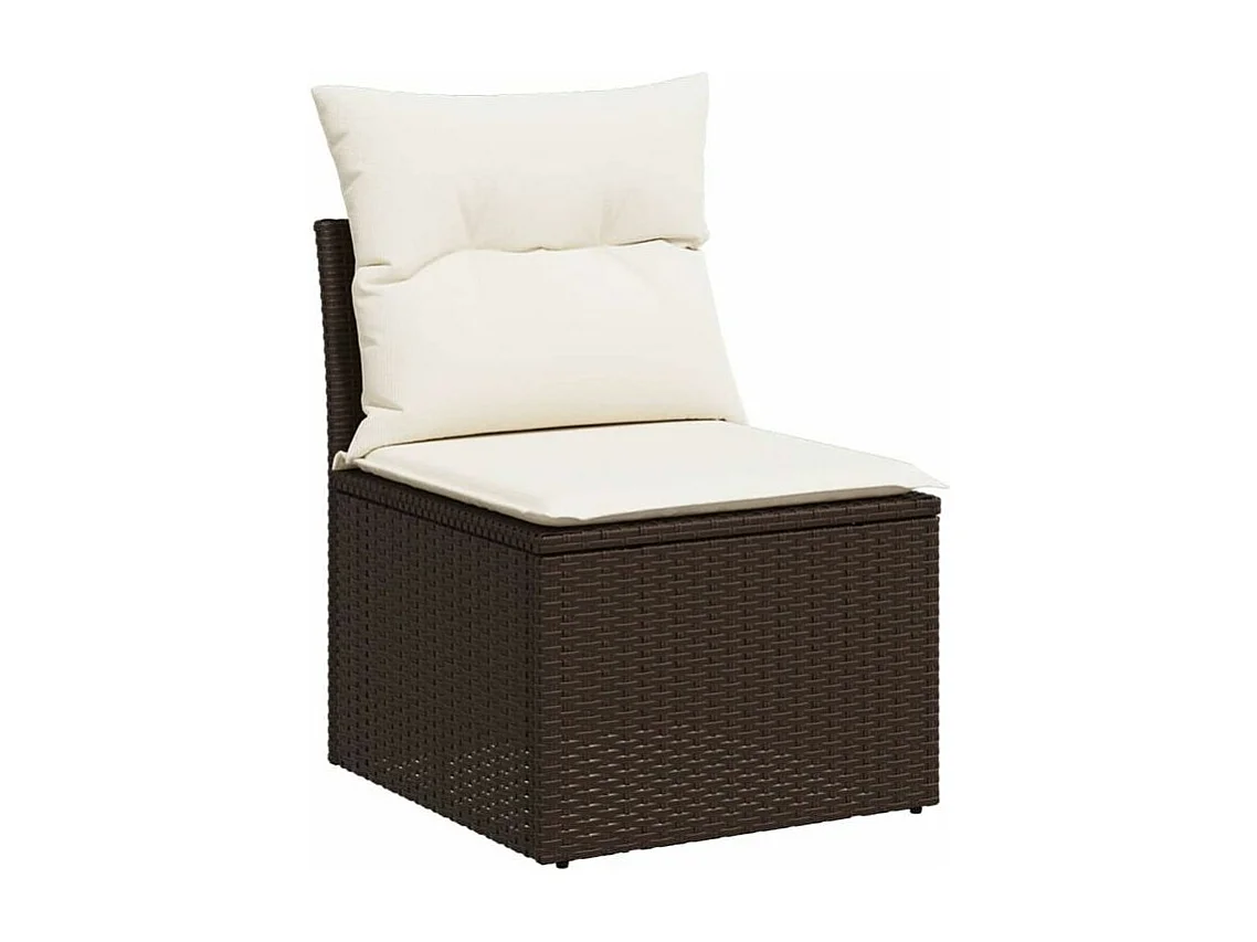 Salon de jardin avec coussins 5 pcs marron résine tressée