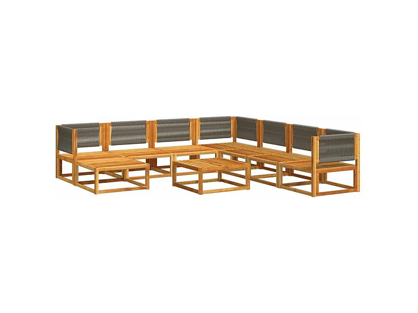 Salon de jardin avec coussins 9 pcs bois massif d'acacia
