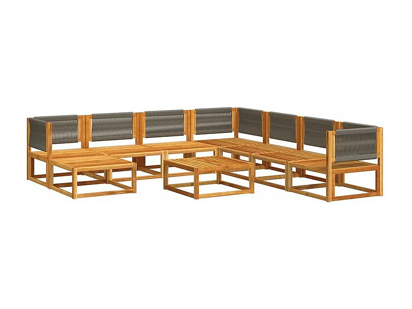 Salon de jardin avec coussins 9 pcs bois massif d'acacia