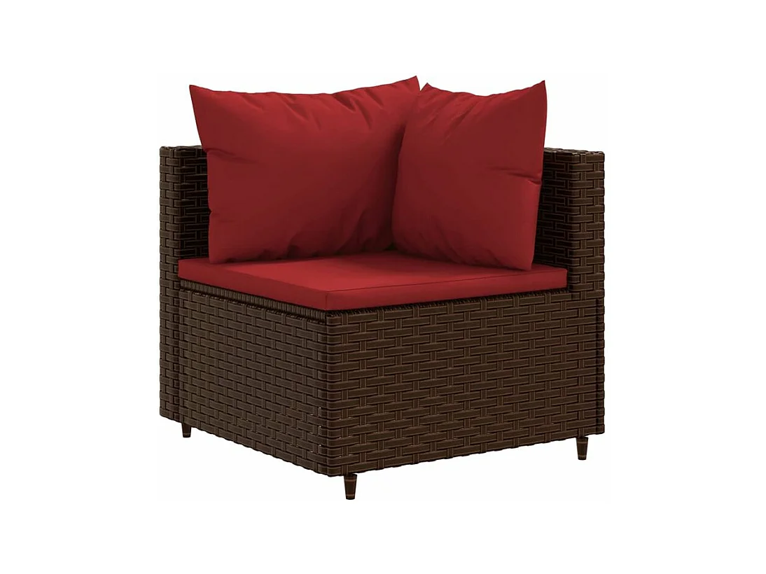 Salon de jardin 4 pcs avec coussins Marron Résine tressée