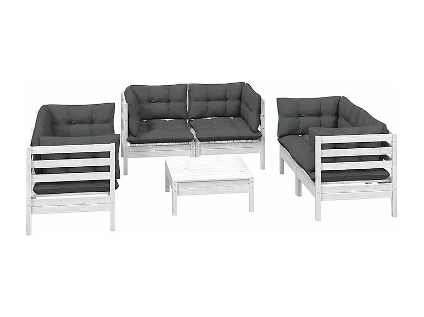 Salon de jardin 7 pcs avec coussins Bois de pin massif