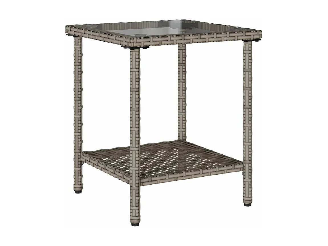 Canapé de jardin avec table et coussins en forme de L gris