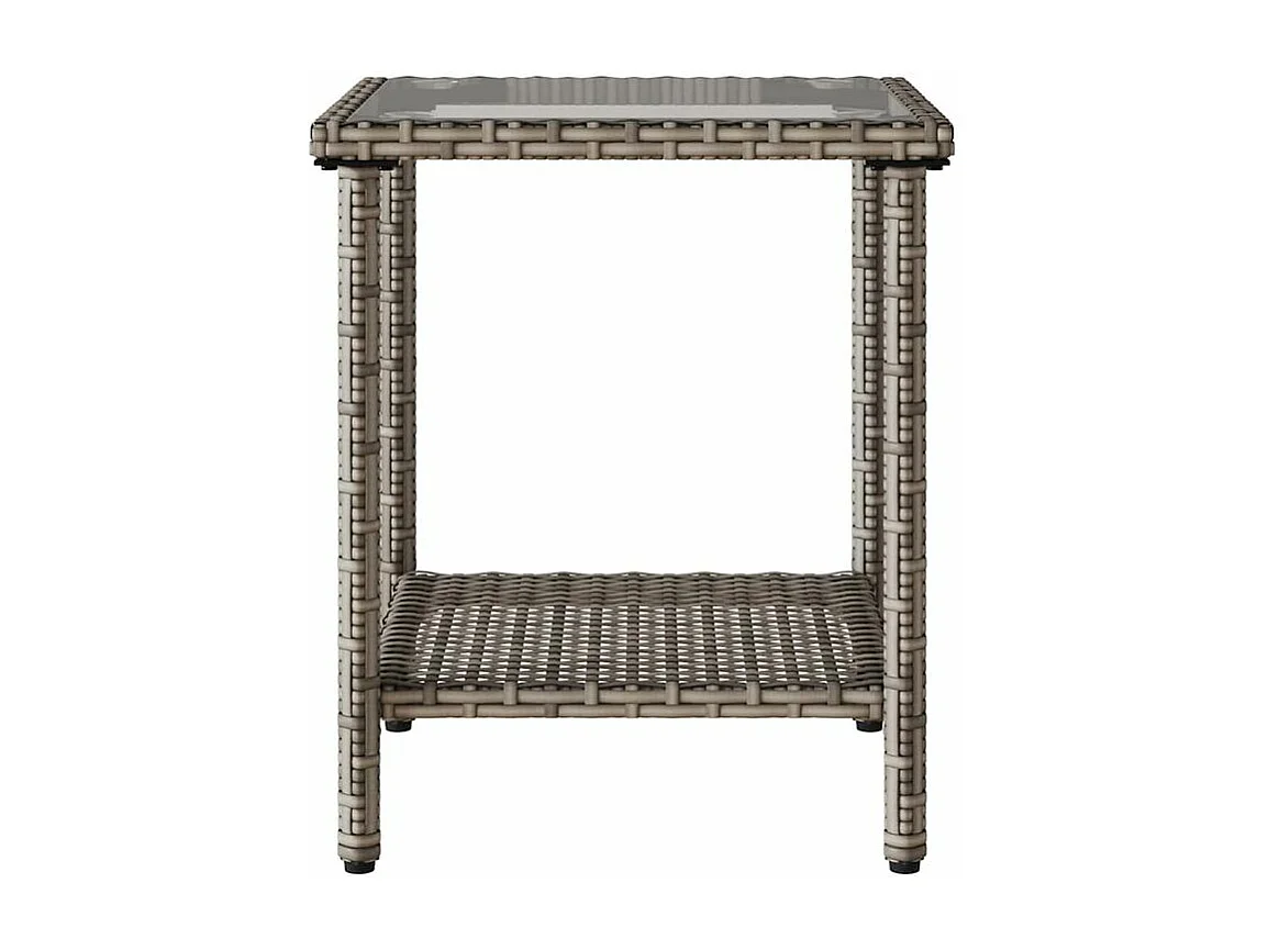 Canapé de jardin avec table et coussins en forme de L gris