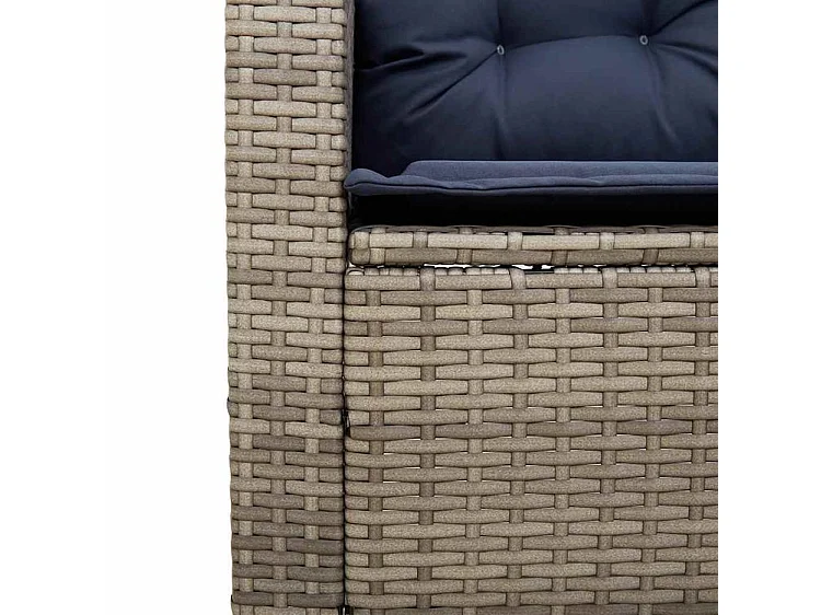 Canapé de jardin avec table et coussins en forme de L gris