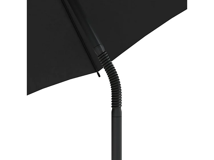 Canapé de jardin 2 places avec parasol et tabourets noir rotin