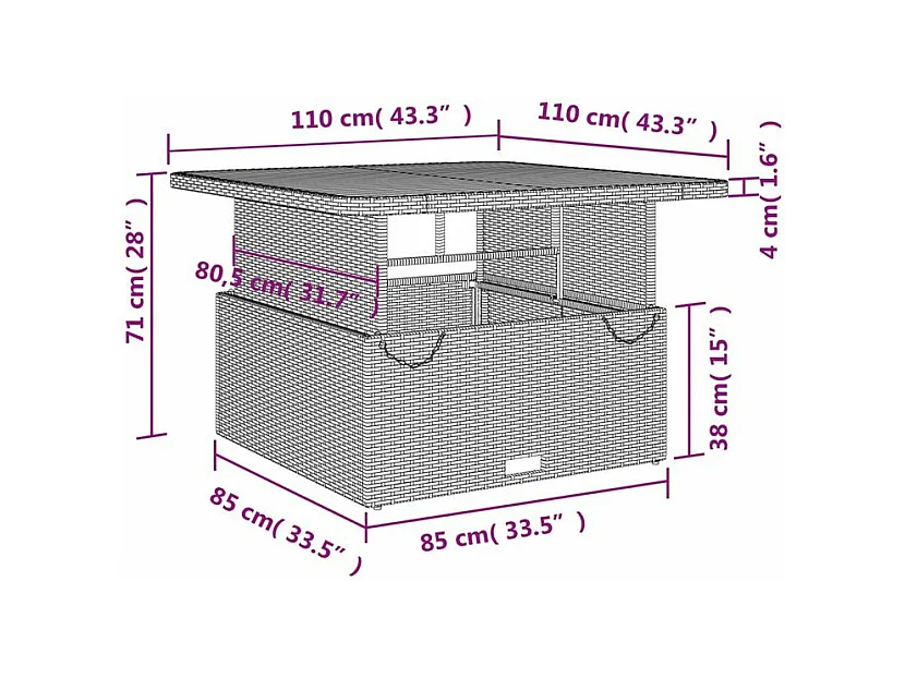 Ensemble à manger de jardin 5 pcs coussins gris résine tressée