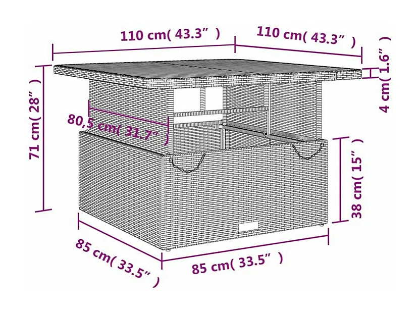 Ensemble à manger de jardin 5 pcs coussins gris résine tressée