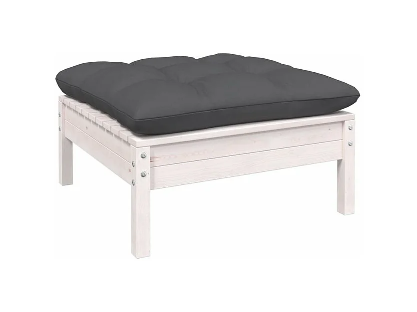 Salon de jardin 11 pcs avec coussins blanc bois de pin solide