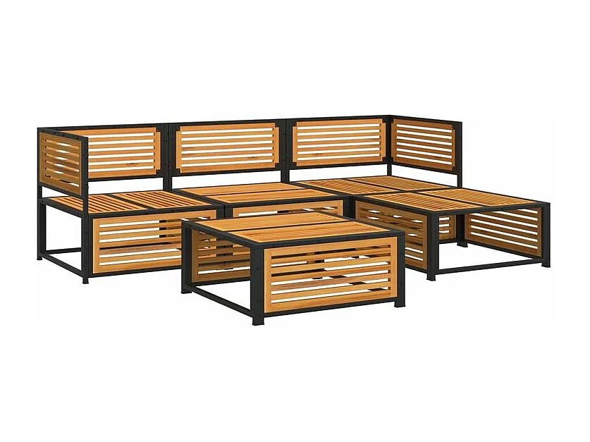 Salon de jardin avec coussins 5 pcs Bois d'acacia solide