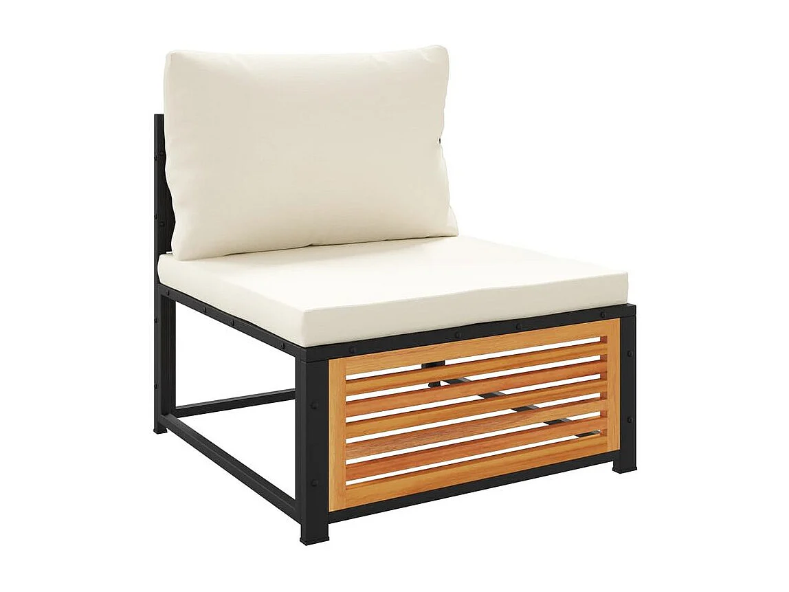 Salon de jardin avec coussins 5 pcs Bois d'acacia solide