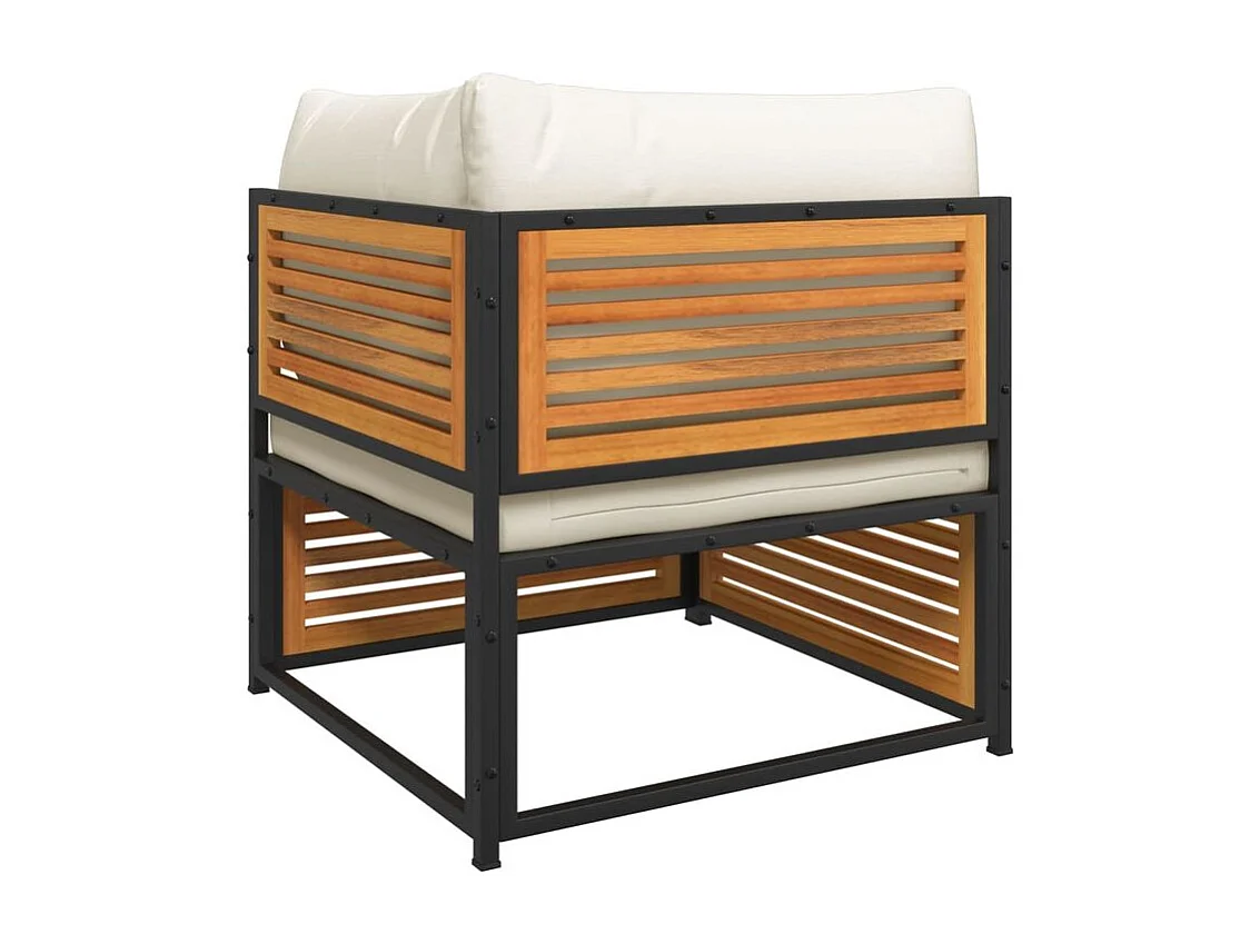 Salon de jardin avec coussins 5 pcs Bois d'acacia solide