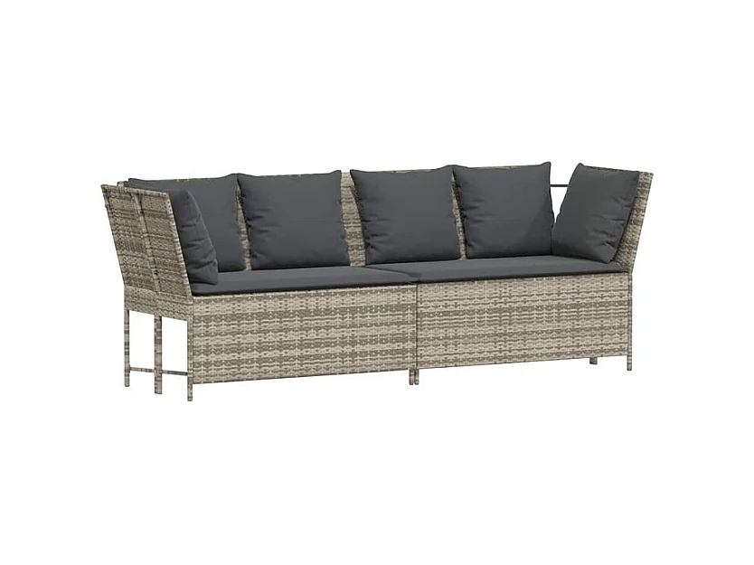 Canapé de jardin et coussins gris clair résine tressée