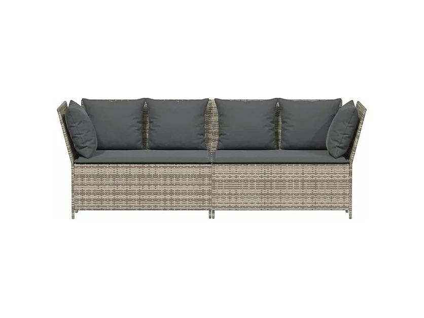 Canapé de jardin et coussins gris clair résine tressée