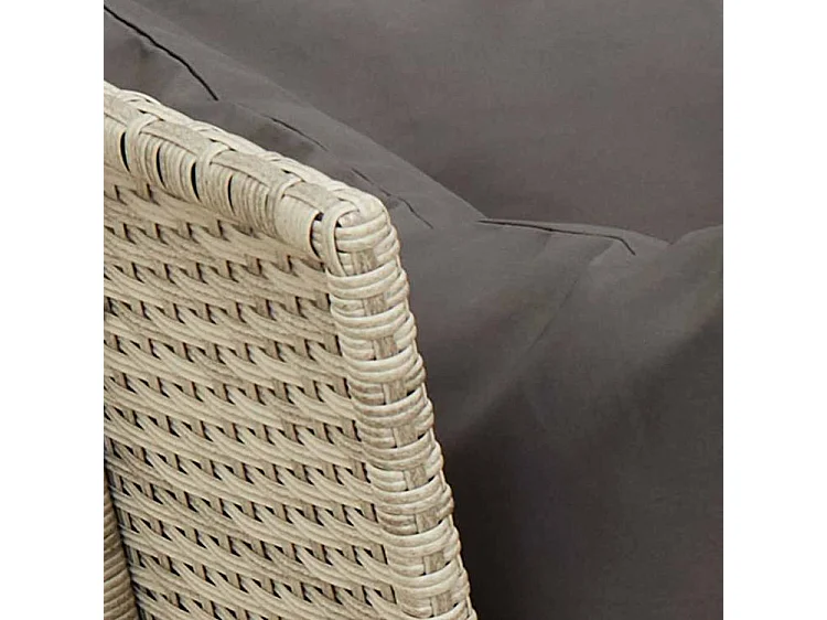 Canapé de jardin et coussins gris clair résine tressée