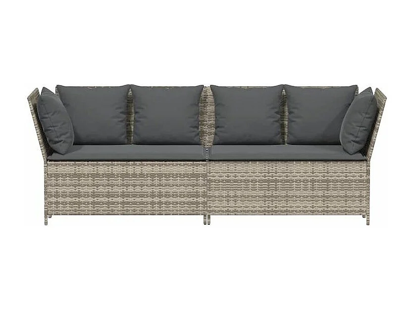 Canapé de jardin et coussins gris clair résine tressée