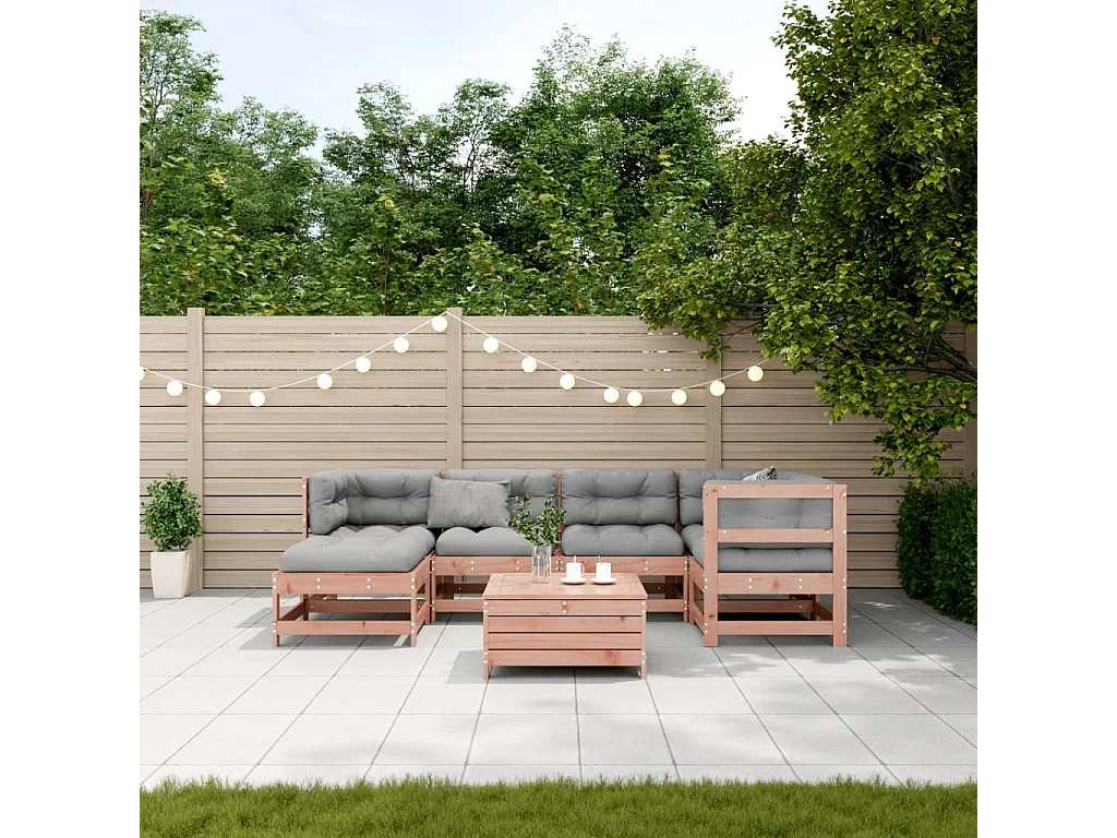 Salon de jardin 7 pcs avec coussins bois massif douglas