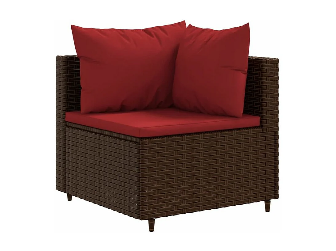 Salon de jardin 4 pcs avec coussins Marron Résine tressée