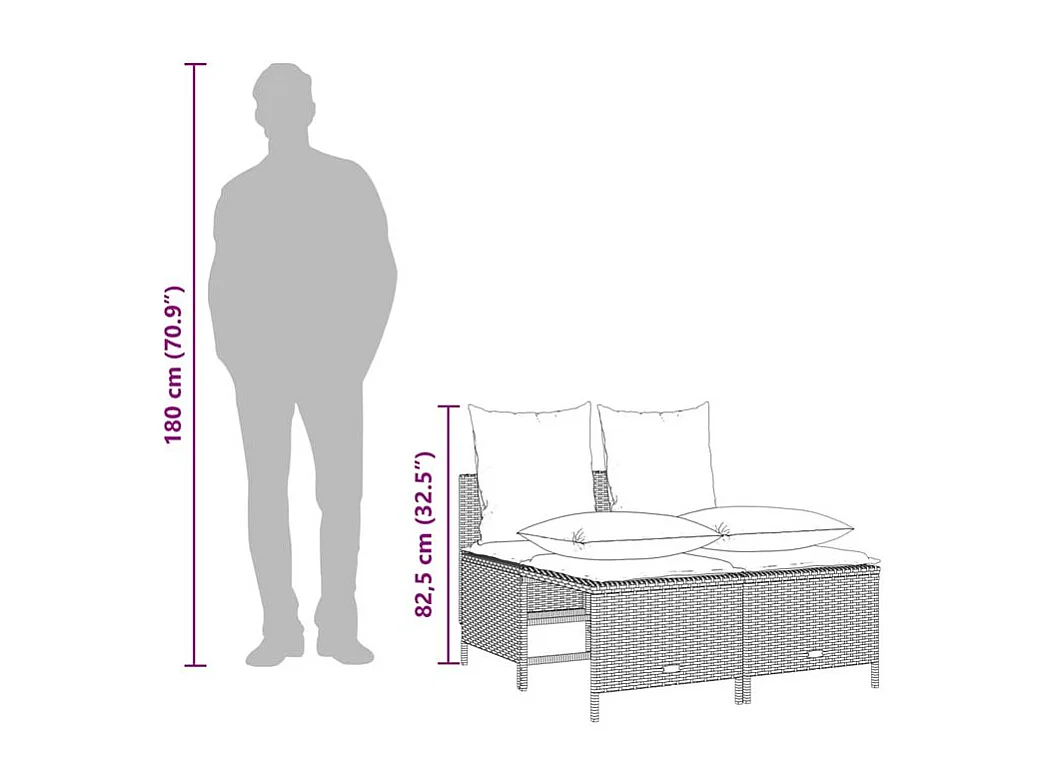 Salon de jardin avec coussins 5 pcs marron résine tressée