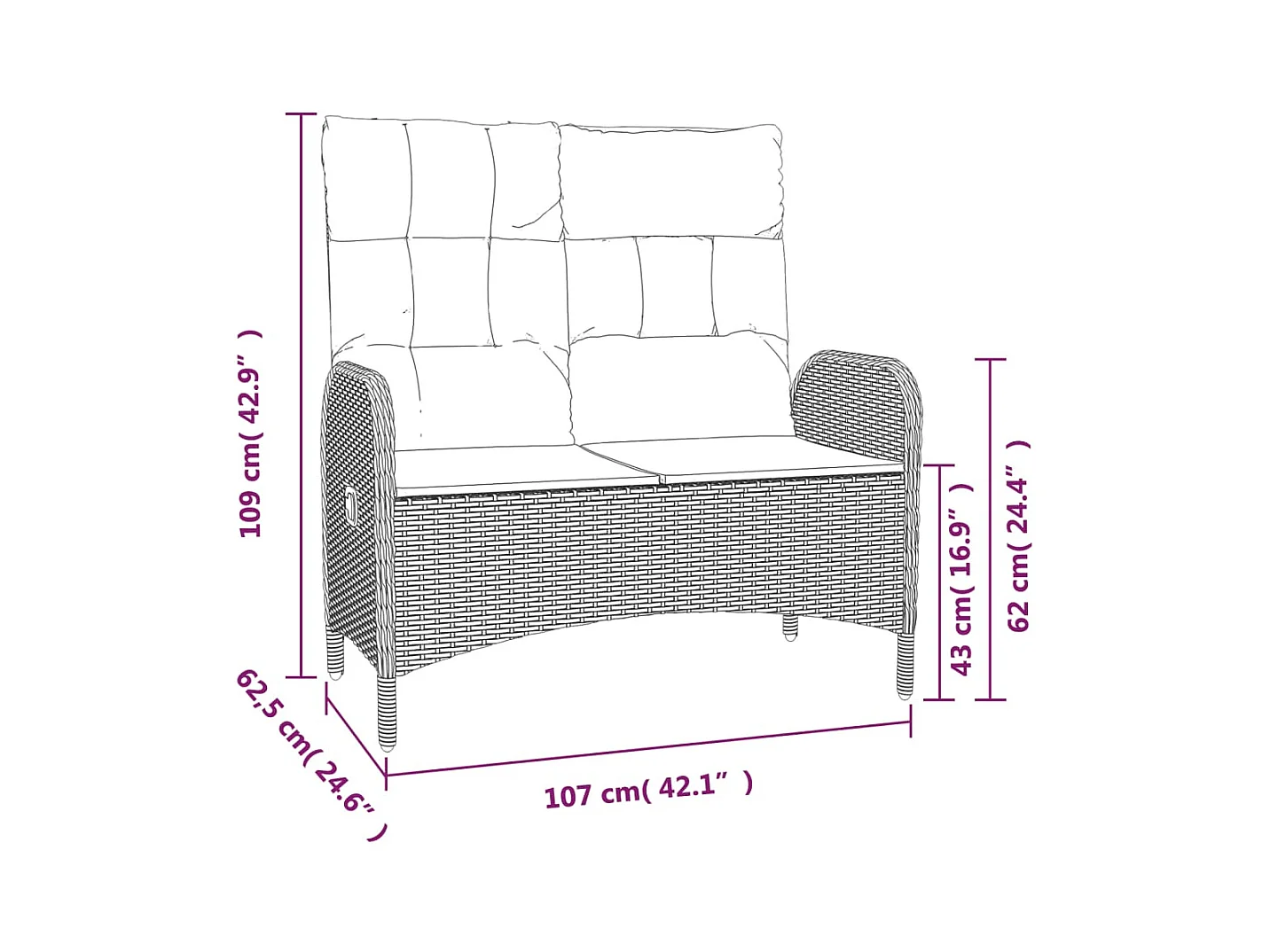 Ensemble à manger jardin 4pcs et coussins Gris Résine tressée